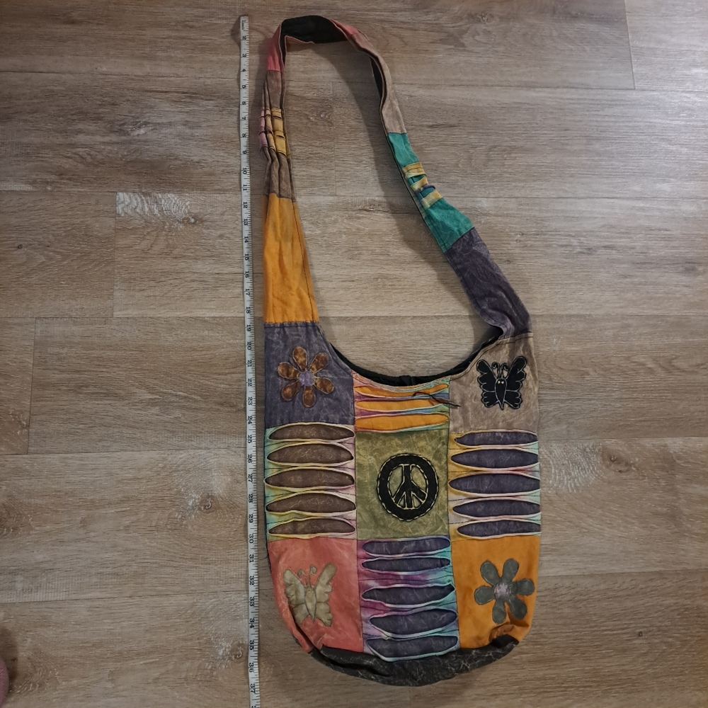 Hippie Boho Multicolored Patchwork Shoulder Cross… - image 3